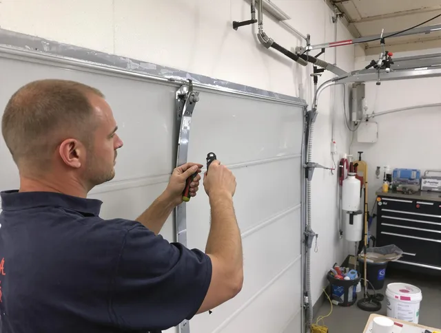 Before and after garage door dent repair by Newport Beach Garage Door Repair in Newport Beach