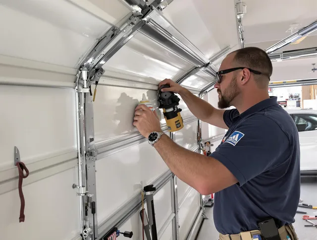 Newport Beach Garage Door Repair technician quieting a noisy garage door in Newport Beach