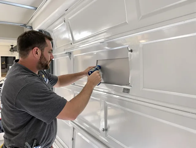 Garage door panel repair by Newport Beach Garage Door Repair in Newport Beach